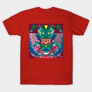 reina roja, the mayan red queen in ecopop pattern mandala T-Shirt